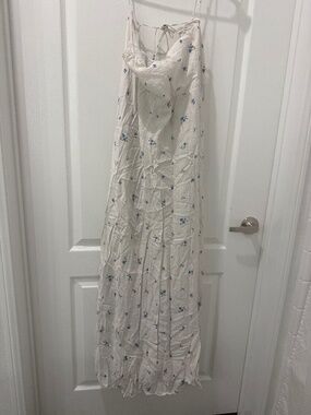 Blue and white summer dress strapless